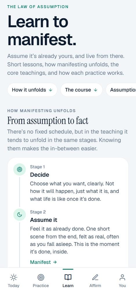 Learn: how manifesting unfolds, from deciding to assuming it